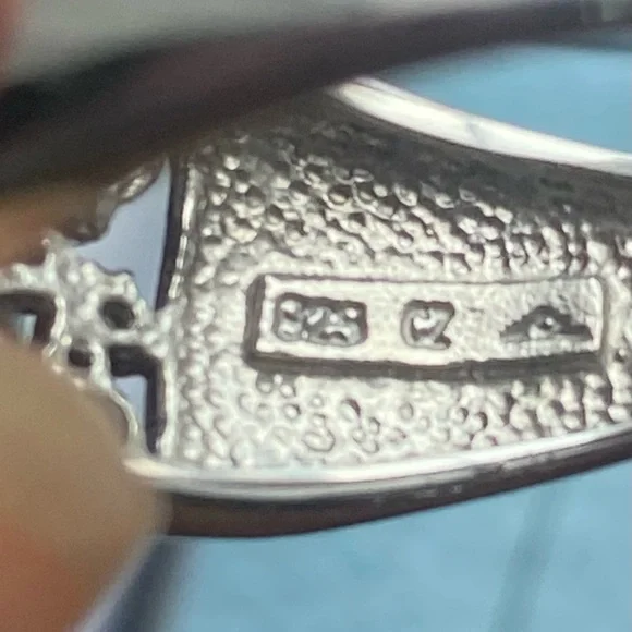 Vintage Epiphany Cubic Zirconia Sterling Silver Inlay Band Ring Size 10.5